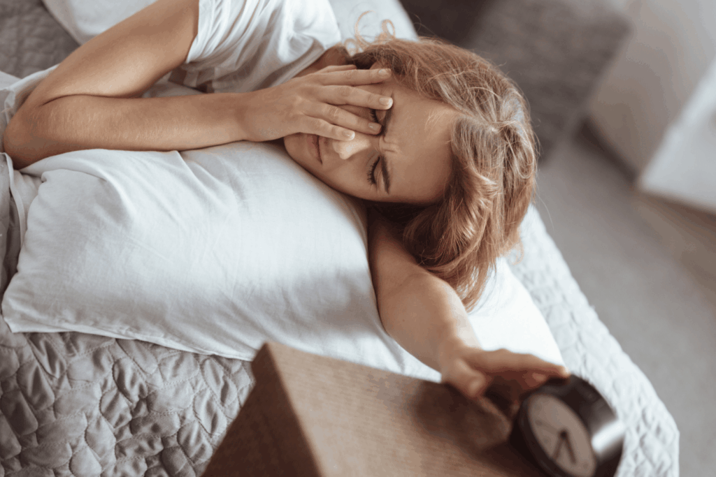 Frau mit Fatigue bei Rheuma fühlt sich trotz Schlaf erschöpft