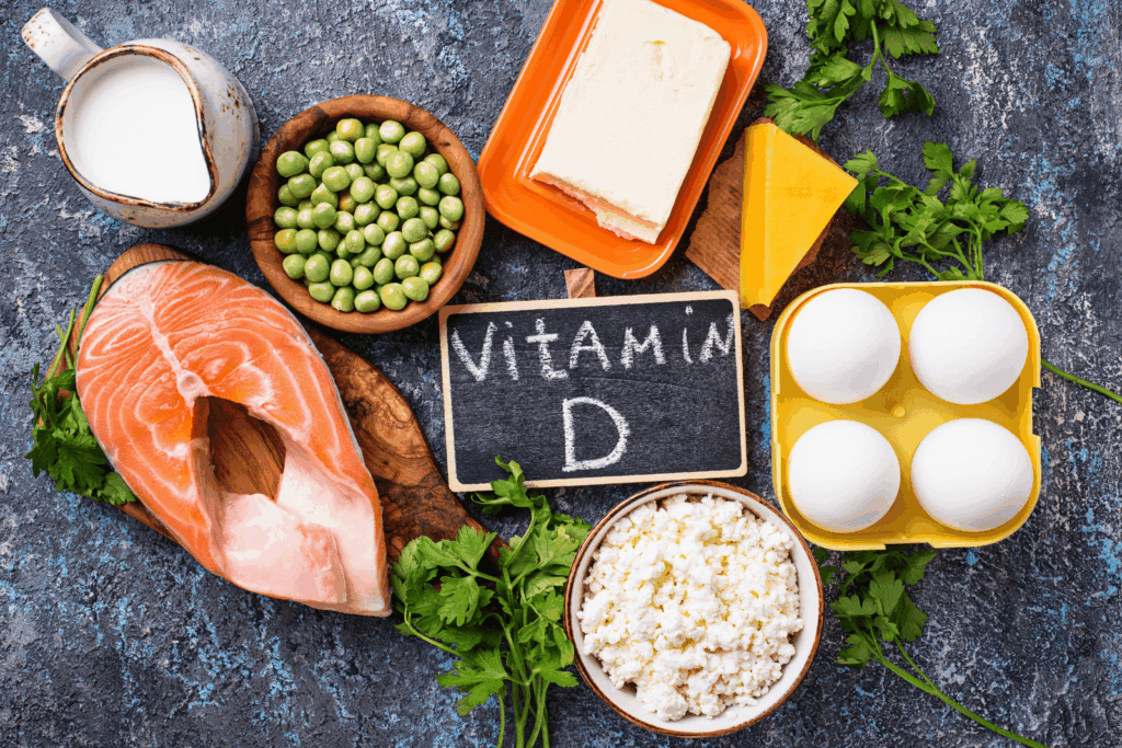 Vitamin D fehlen bei Rheuma Lebensmittel wie Lachs, Eier und Edamame für Vitamin D
