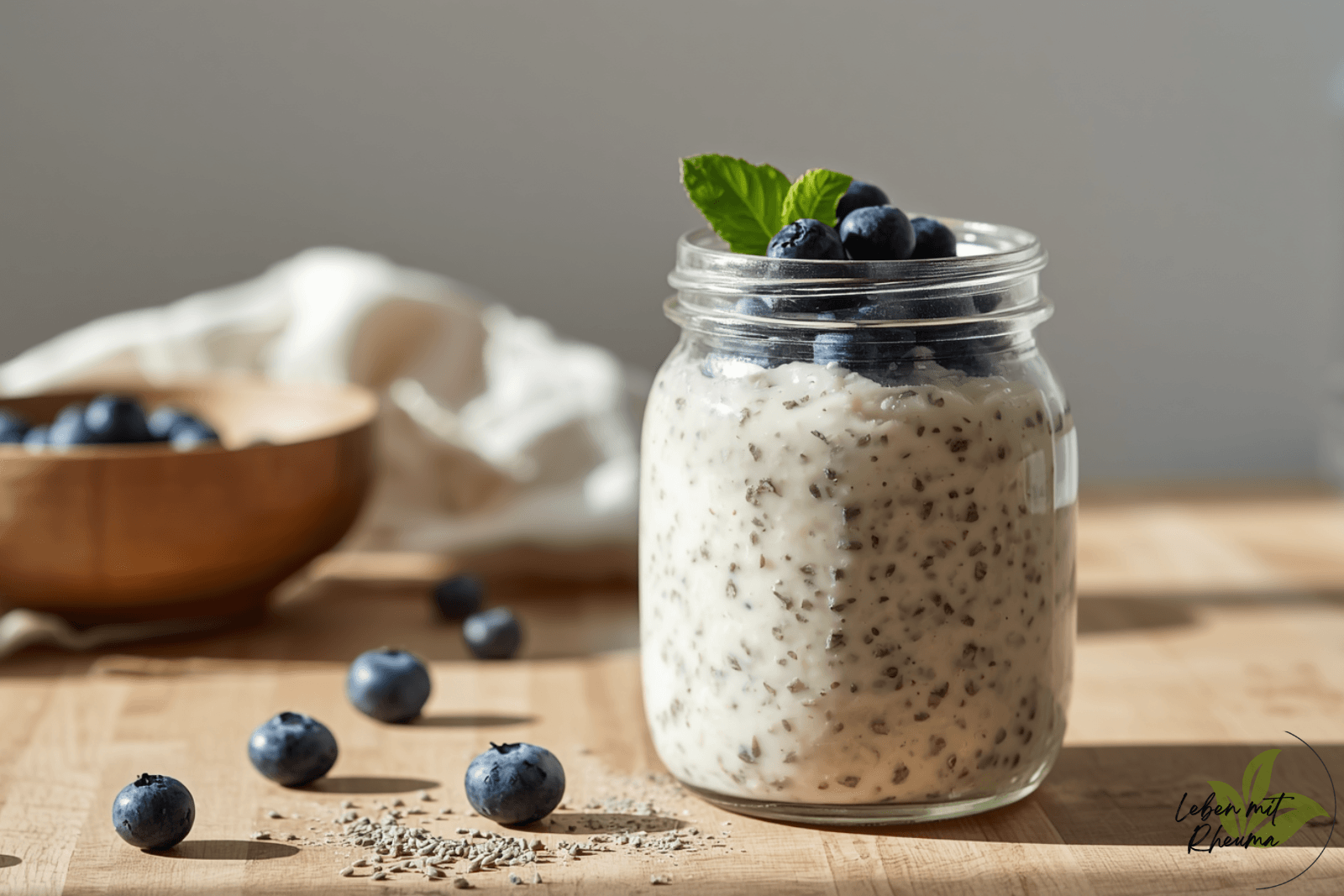 Heidelbeer Overnight Oats im Glas