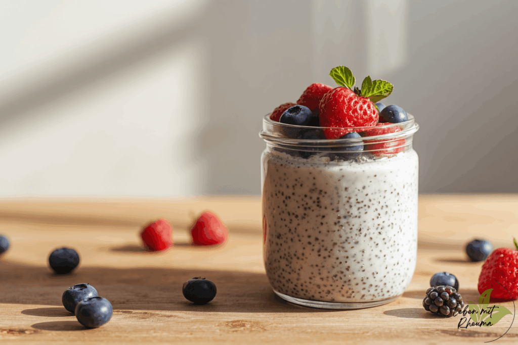 Frühstücks Mealprep Haferflocken und Beeren im Glas
