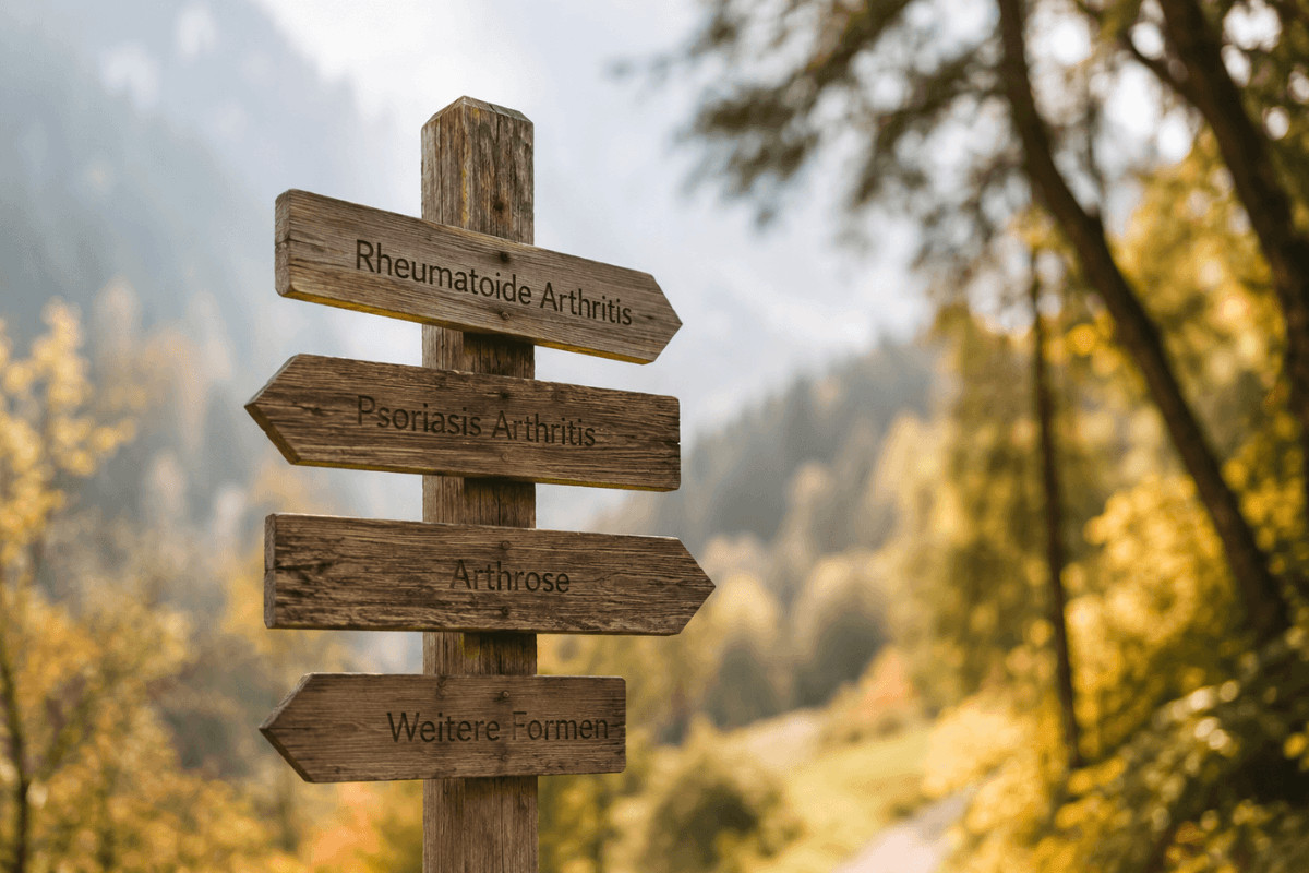 Wegweiser als Symbol für verschiedene Rheumaformen
